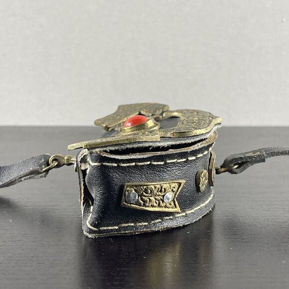 ANTIQUE Tibetan Fire Mecha Match Striker Leather Flint Pouch Purse RARE - Picture 5 of 16